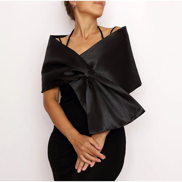 Women‘s Wedding Guest Wrap Pure Elegant Sleeveless Taffeta Wedding Wraps With Pure Color - Image 2